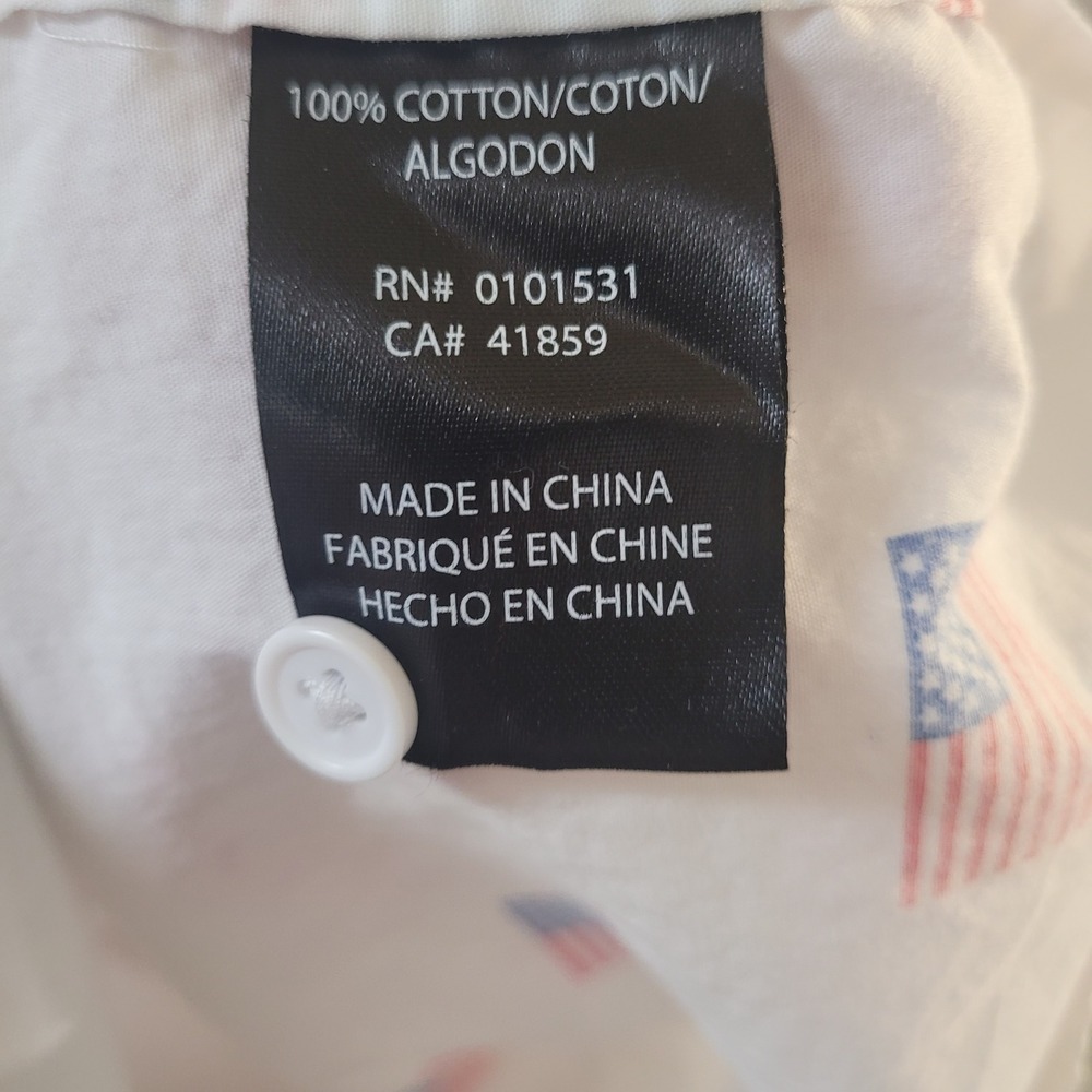 Mad Engine XXL Button Down Shirt White American Flag Print Short Sleeve Cotton - Picture 8 of 8